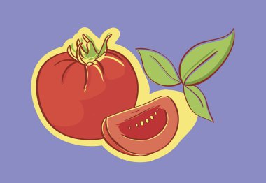 Domatesli resim. Değiştirme yeteneği olan basit vektör illüstrasyonu.