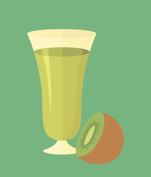 Cóctel con kiwi. Ilustración vectorial simple con capacidad de cambio . — Vector de stock