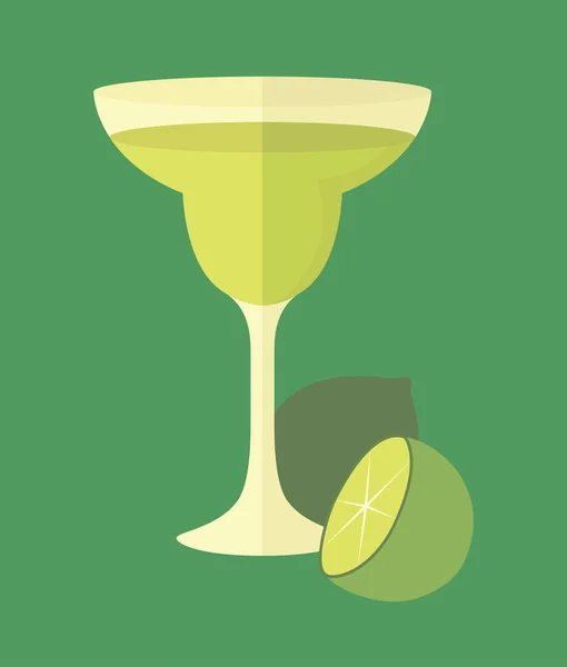 Cocktail with lime. Simple vector illustration with ability to change. — Stock Vector