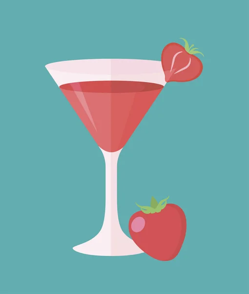 Strawberry cocktail. Simple vector illustration with ability to change. — Stock Vector