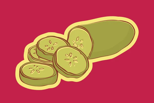 Ilustração de pepino fatiado — Vetor de Stock