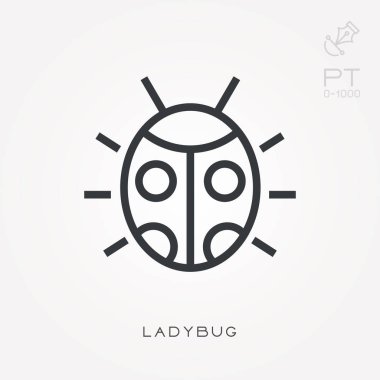 Satır simgesi uğur böceği. Değiştirme yeteneği olan basit vektör illüstrasyonu.