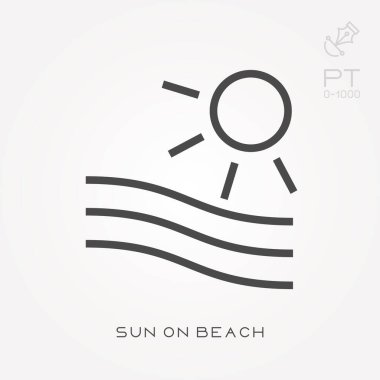 Sahilde çizgi ikonu güneşi