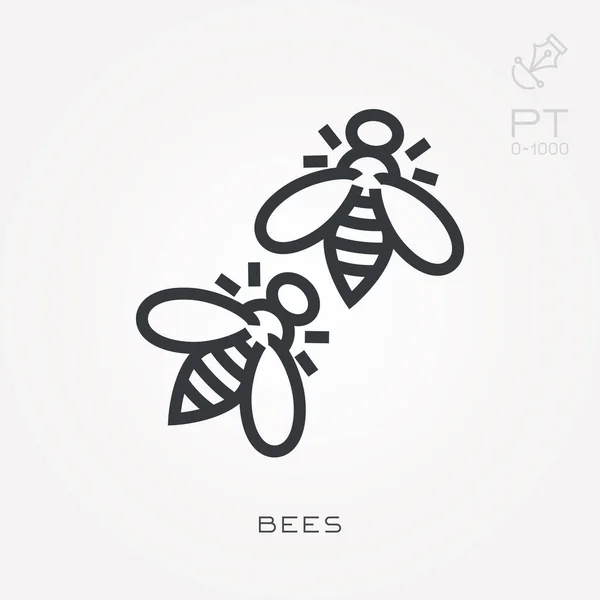 Line icon bees. Simple vector illustration with ability to change. — Stock Vector