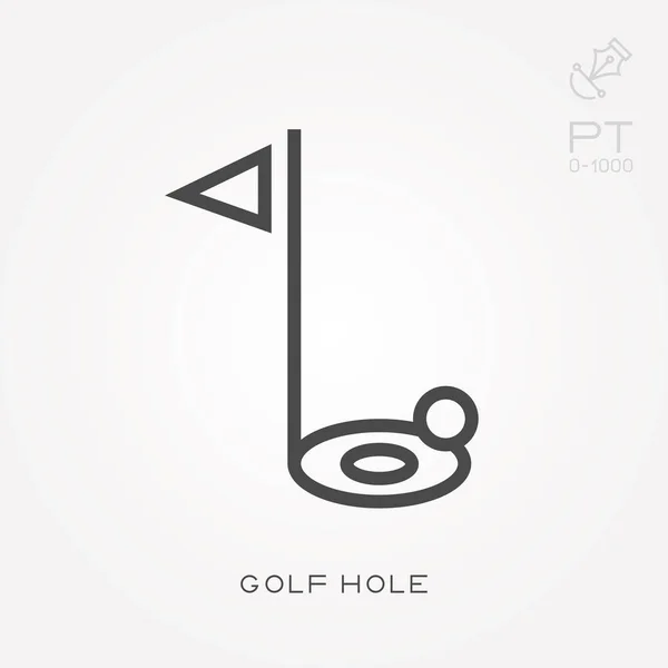 Ligne icône golf trou — Image vectorielle