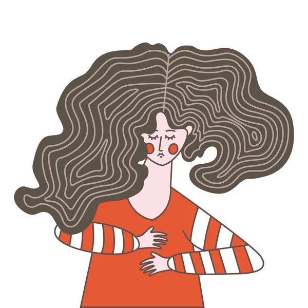 Ilustración de chica con el pelo exuberante — Vector de stock