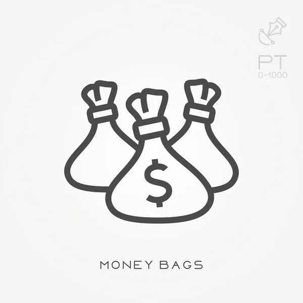 Line icon money bags