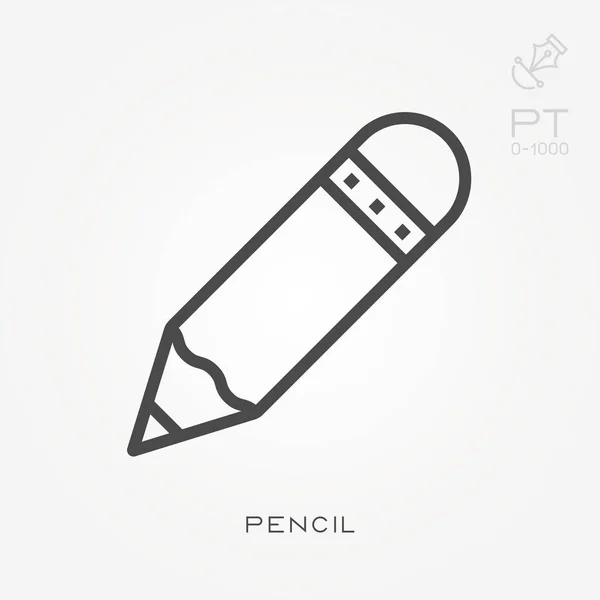 Линейный карандаш. Простая векторная иллюстрация с возможностью изменения . — стоковый вектор