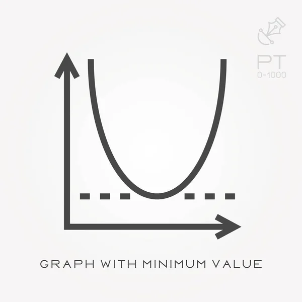 Graf ikon čáry s minimální hodnotou — Stockový vektor