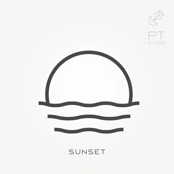 Line icon sunset. Simple vector illustration with ability to change. — Stock Vector