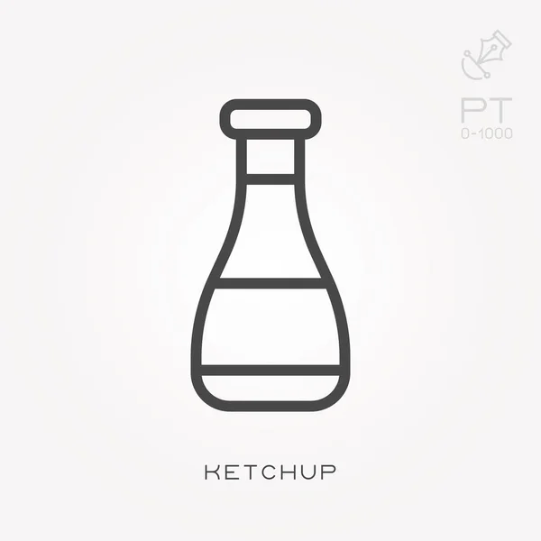 Liniensymbol Ketchup. einfache Vektordarstellung mit der Möglichkeit, Änderungen vorzunehmen. — Stockvektor
