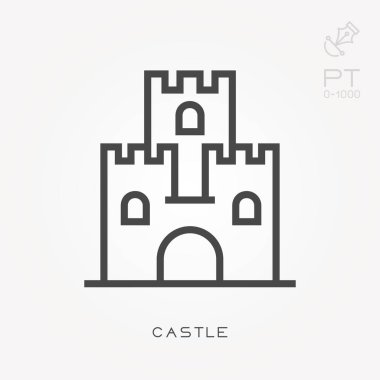 Çizgi ikonu kalesi. Değiştirme yeteneği olan basit vektör illüstrasyonu.