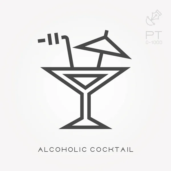 Línea icono cóctel alcohólico — Vector de stock