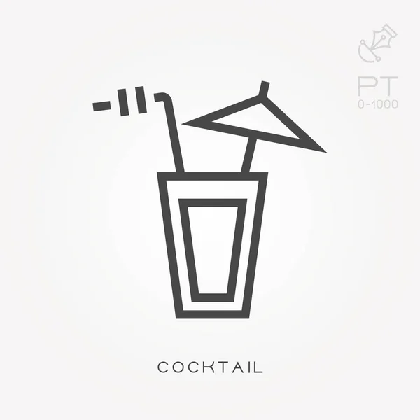 Liniensymbol Cocktail. einfache Vektordarstellung mit der Möglichkeit, Änderungen vorzunehmen. — Stockvektor