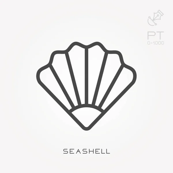 Line icon seashell. Simple vector illustration with ability to change. — Stock Vector