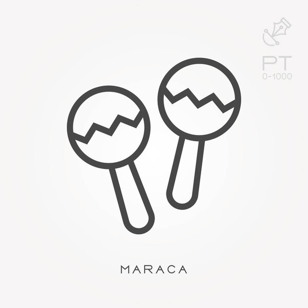Line icon maraca. Simple vector illustration with ability to change.