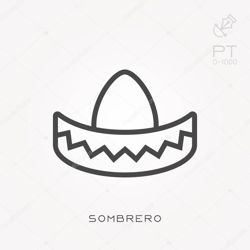 Line icon sombrero. Simple vector illustration with ability to change.