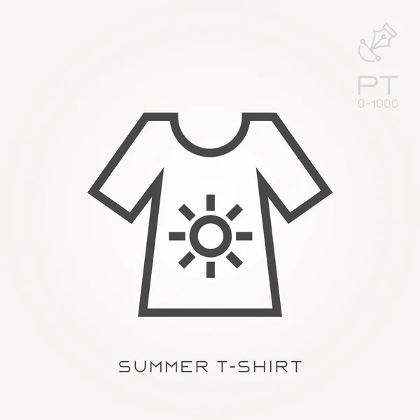 Camiseta de verano icono de línea — Vector de stock