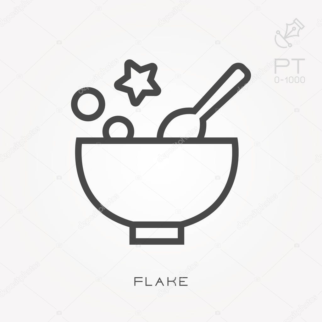 Line icon flake. Simple vector illustration with ability to change.