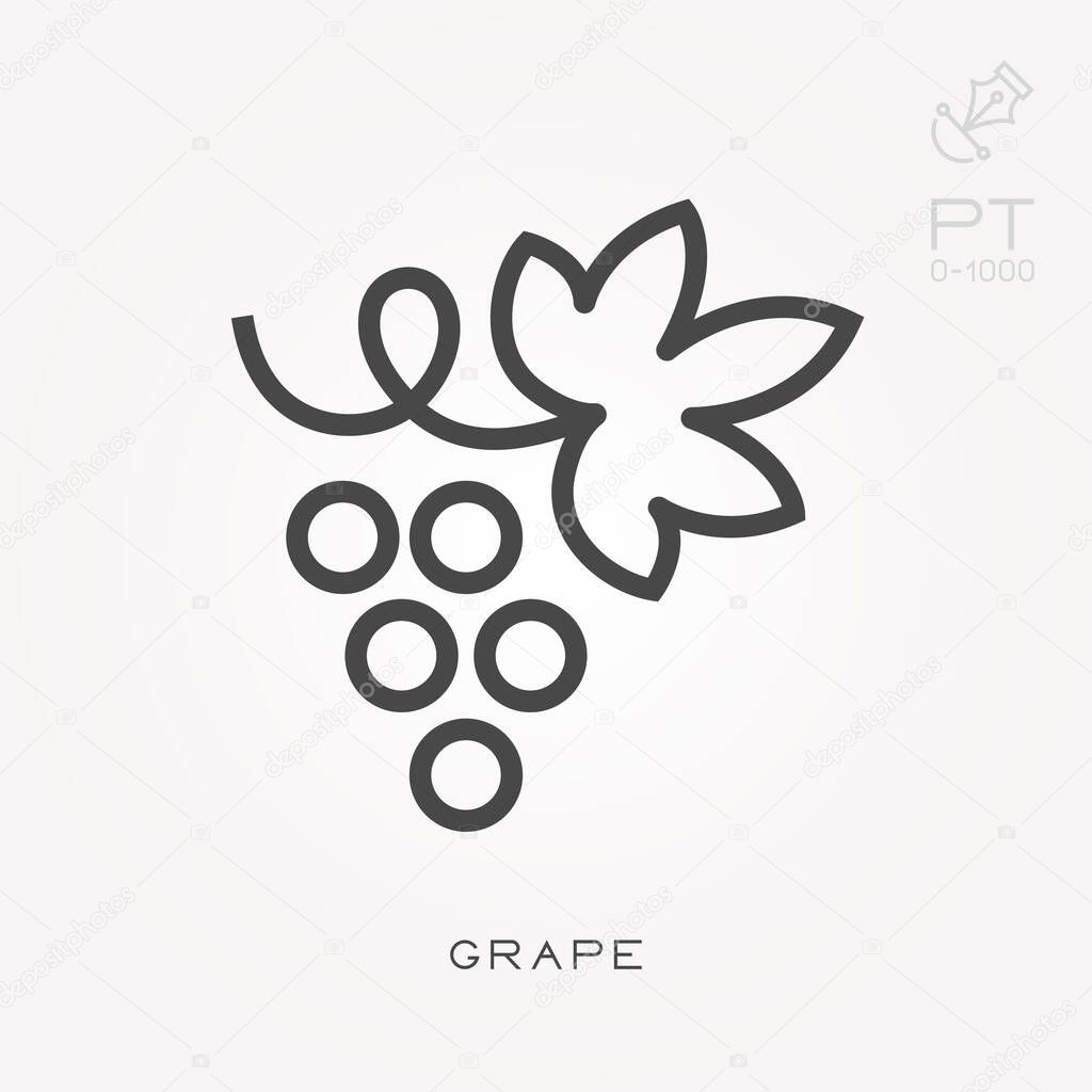 Line icon grape. Simple vector illustration with ability to change.