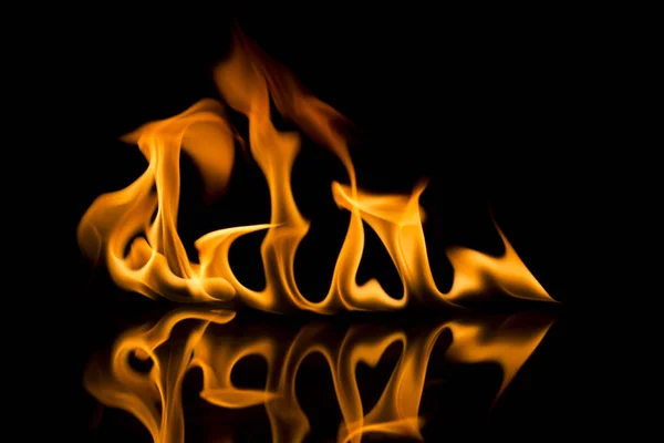 Vuur Vlammen Zwarte Achtergrond — Stockfoto