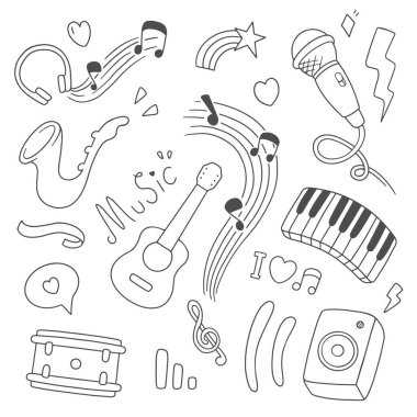 Müzik karalama vektör illüstrasyonu. Tasarım konsepti çizimi