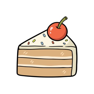 Kremalı pasta ve tatlı çizgi film. Vektör illüstrasyonu