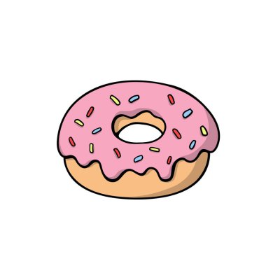 Gökkuşağı parçalı donut. Şirin vektör illüstrasyonu