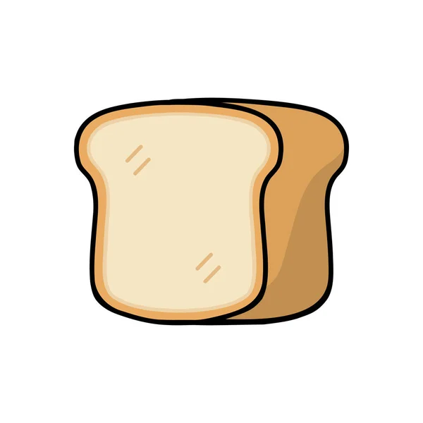 Krájený Chléb Roztomilý Kreslený Vektorová Ilustrace — Stockový vektor