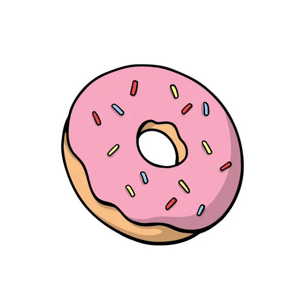 Donut Met Regenboog Hagelslag Leuke Vector Illustratie — Stockvector