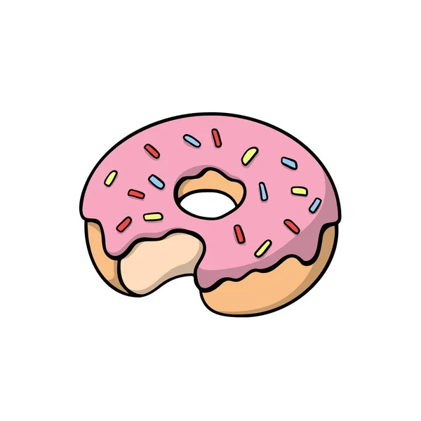 Donut Met Regenboog Hagelslag Leuke Vector Illustratie — Stockvector