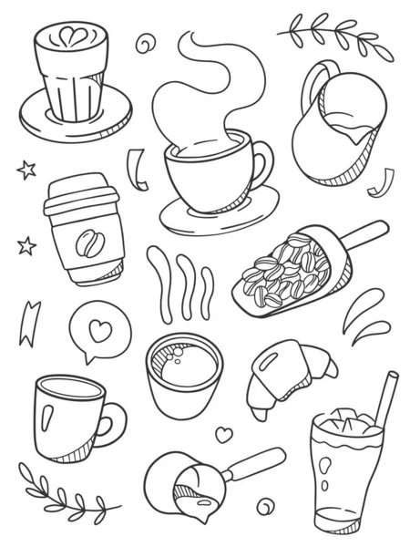 Kahve Fincanı Kahve Zamanı Doodle Vektör Illüstrasyonu — Stok Vektör