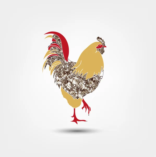 Mechanical Rooster in steampunk style. Stylized cock. Vector illustration for design. — Stock Vector