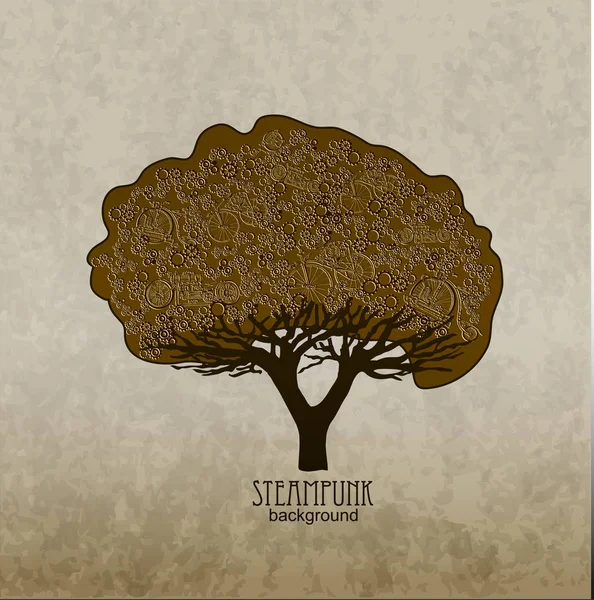 Stilisierter Steampunk-Baum isoliert auf weißem Hintergrund. Steampunk-Stil. — Stockvektor