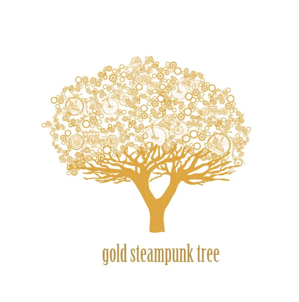 Stilizált steampunk fa elszigetelt fehér background. Steampunk stílusban. — Stock Vector