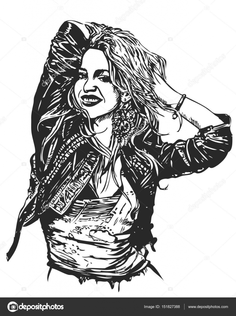 Piękna Dziewczyna Rysunek Szkic Grafika Wektorowa