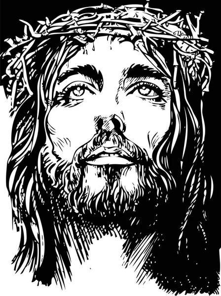 耶稣基督被钉十字架。手绘 — 图库矢量图片