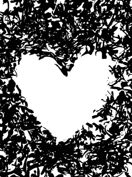 Grunge stencil frame hart. Blot geschilderd frame hart, inkt splatter textuur en stencils rand - Vector — Stockvector