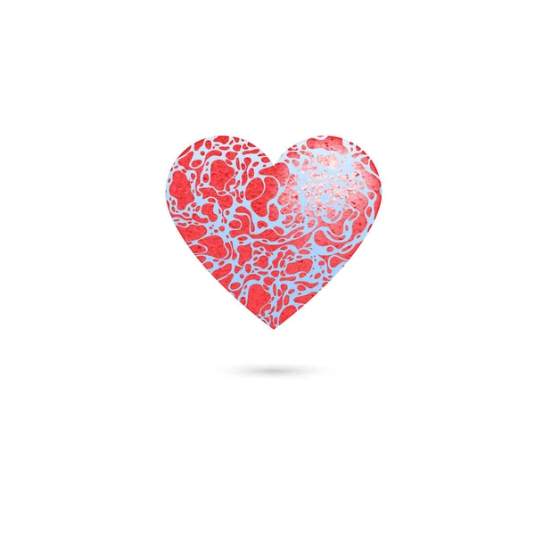 Rode harten. Vector illustratie met abstracte gestructureerde neurografie. Monotype stijl. Valentijnsdag. Vector — Stockvector