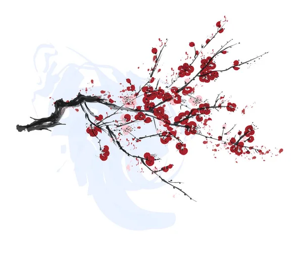 Realistic sakura blossom tree isolated on white background. — 스톡 벡터