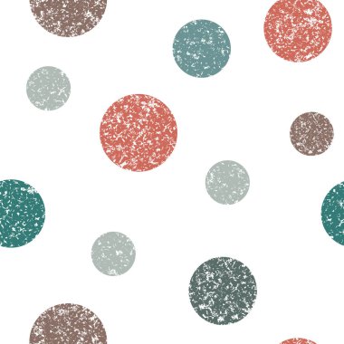 Seamless pattern with textured grunge circles, pattern for fabric, paper wrapping with rounds, print. Vector