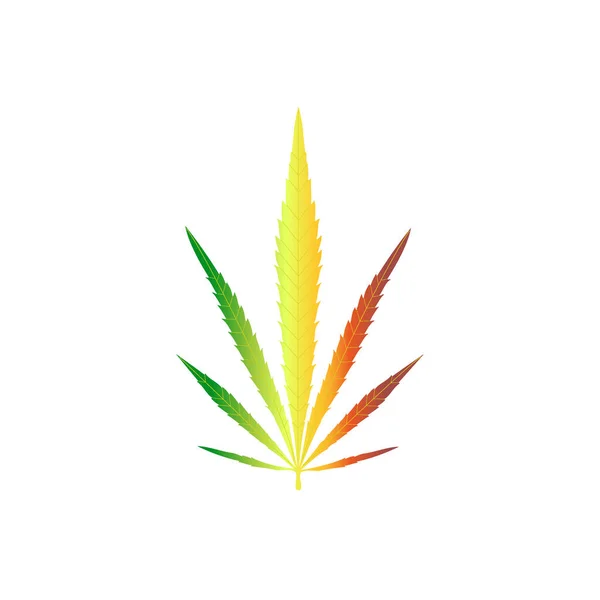 Planta de cannabis aislada sobre fondo blanco. Hoja de marihuana realista. Hoja de marihuana en color la bandera de Etiopía — Vector de stock