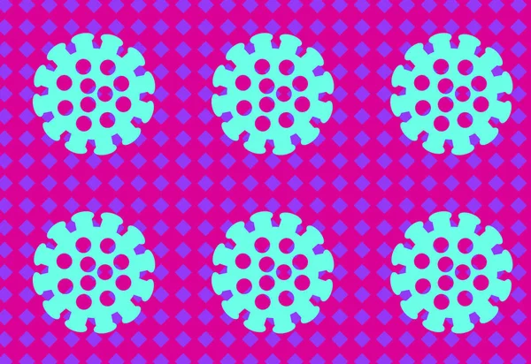 Uppsättning sömlösa mönster med molekyl av coronavirus och romb i stil med popkonst närbild. Grafisk illustration med en ljus bakgrund. Konstkollagevektor — Stock vektor