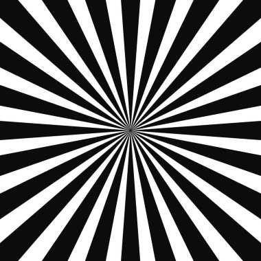 Soyut optik illüzyon arka plan vektör tasarımı. Psikedelik çizgili siyah beyaz arka plan. Hipnotik desen. Beyaz ve siyah ışın tarzı arka plan. Vektör illüstrasyonu.