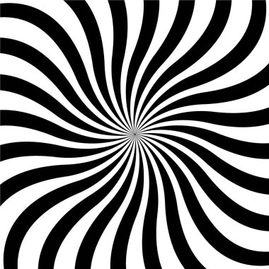 Soyut optik illüzyon arka plan vektör tasarımı. Psikedelik çizgili siyah beyaz arka plan. Hipnotik desen. Beyaz ve siyah ışın tarzı arka plan. Vektör illüstrasyonu.