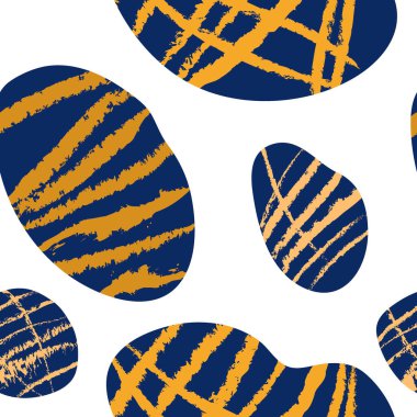 Çeşitli şekillerde çizilmiş. Soyut modern trend vektör illüstrasyonu. Pul dokusu. Soyut geometrik renkli şekiller. Vektör