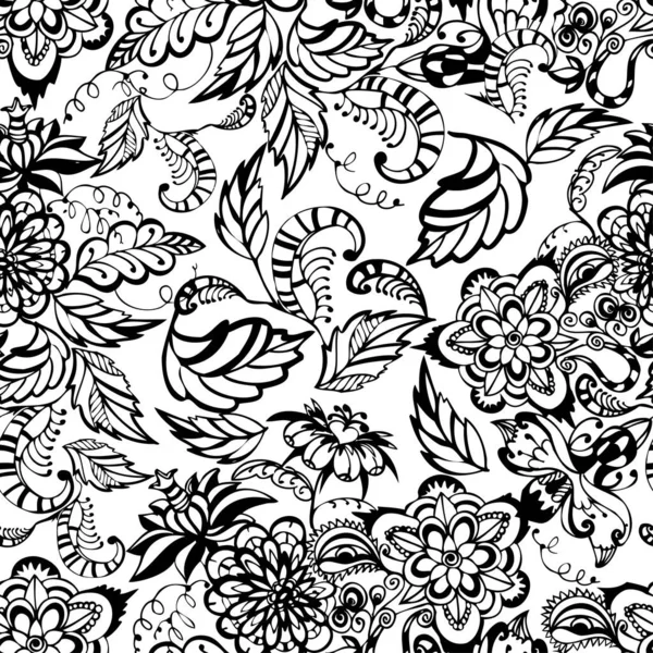 Nahtloses handgezeichnetes Blumenmuster. Nahtloses Muster kann für Tapeten, Musterfüllungen, Webseiten-Hintergrund, Oberflächentexturen verwendet werden. — Stockvektor