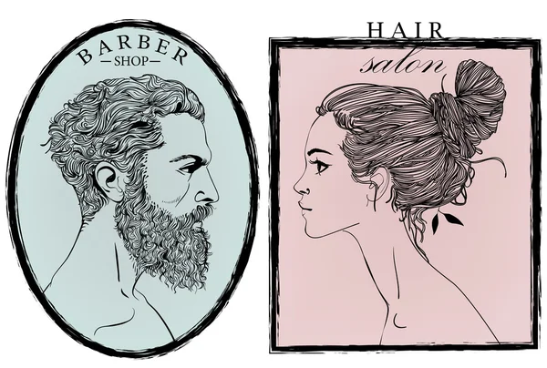 Retrato de hombres y mujeres de moda . — Vector de stock