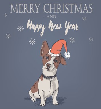 sevimli Noel kartı ile köpek