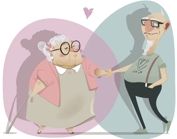 Vieja pareja de dibujos animados en el amor — Archivo Imágenes Vectoriales